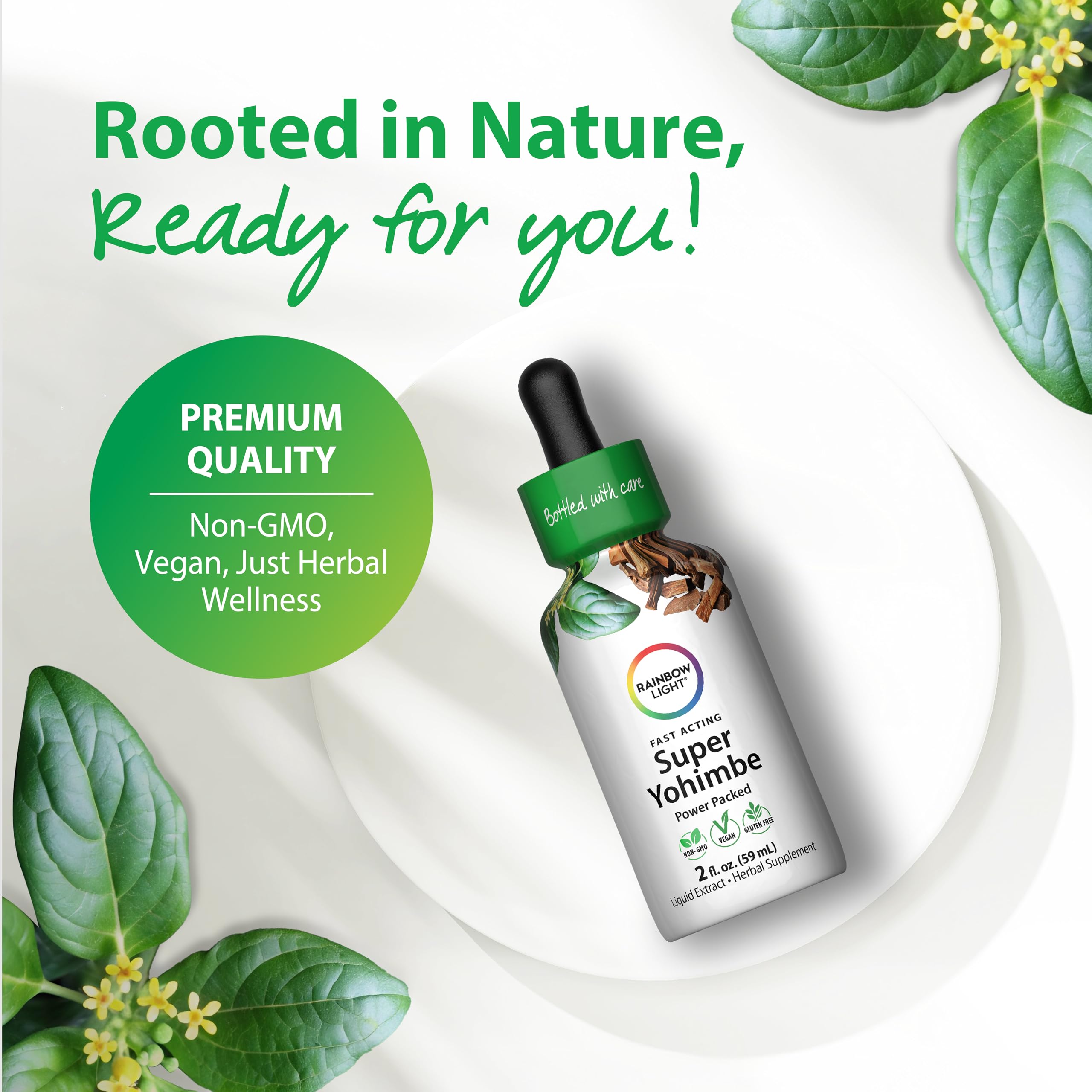 Rainbow Light alcohol-free liquid extract label highlighting clean ingredients