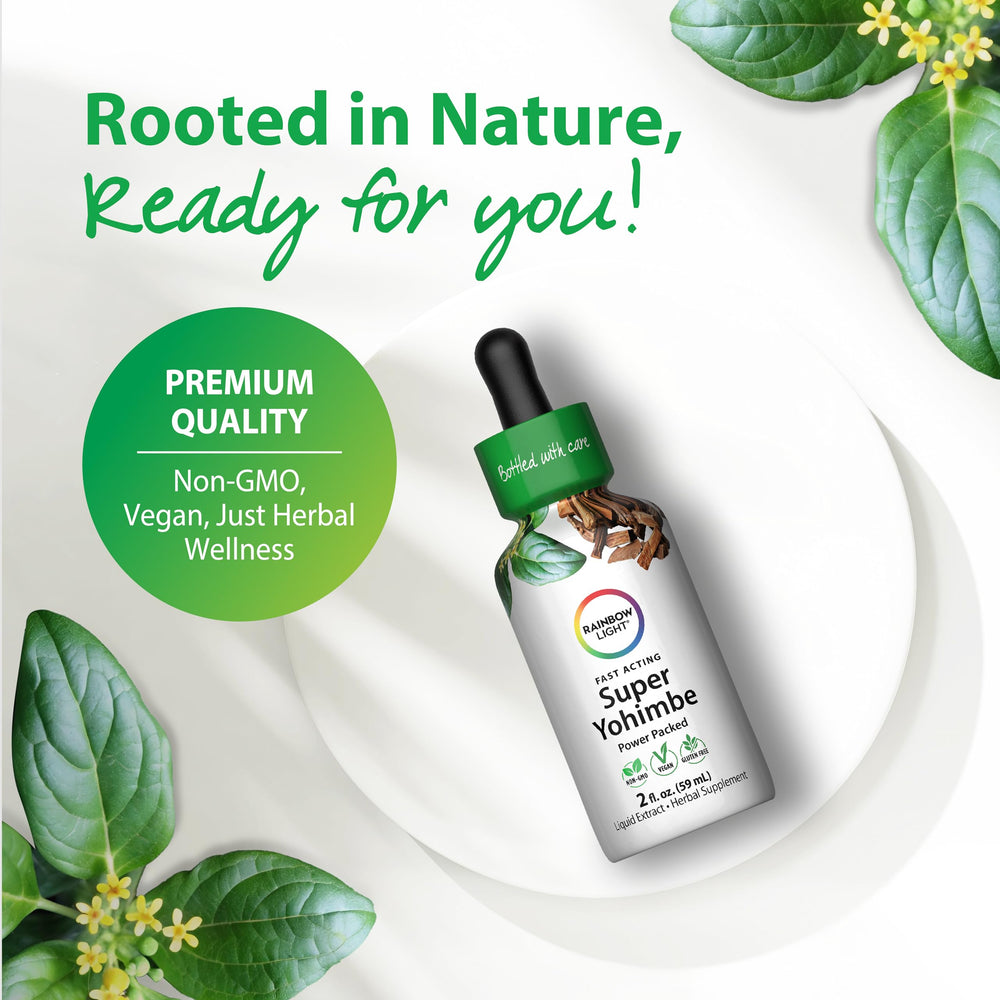 Rainbow Light alcohol-free liquid extract label highlighting clean ingredients