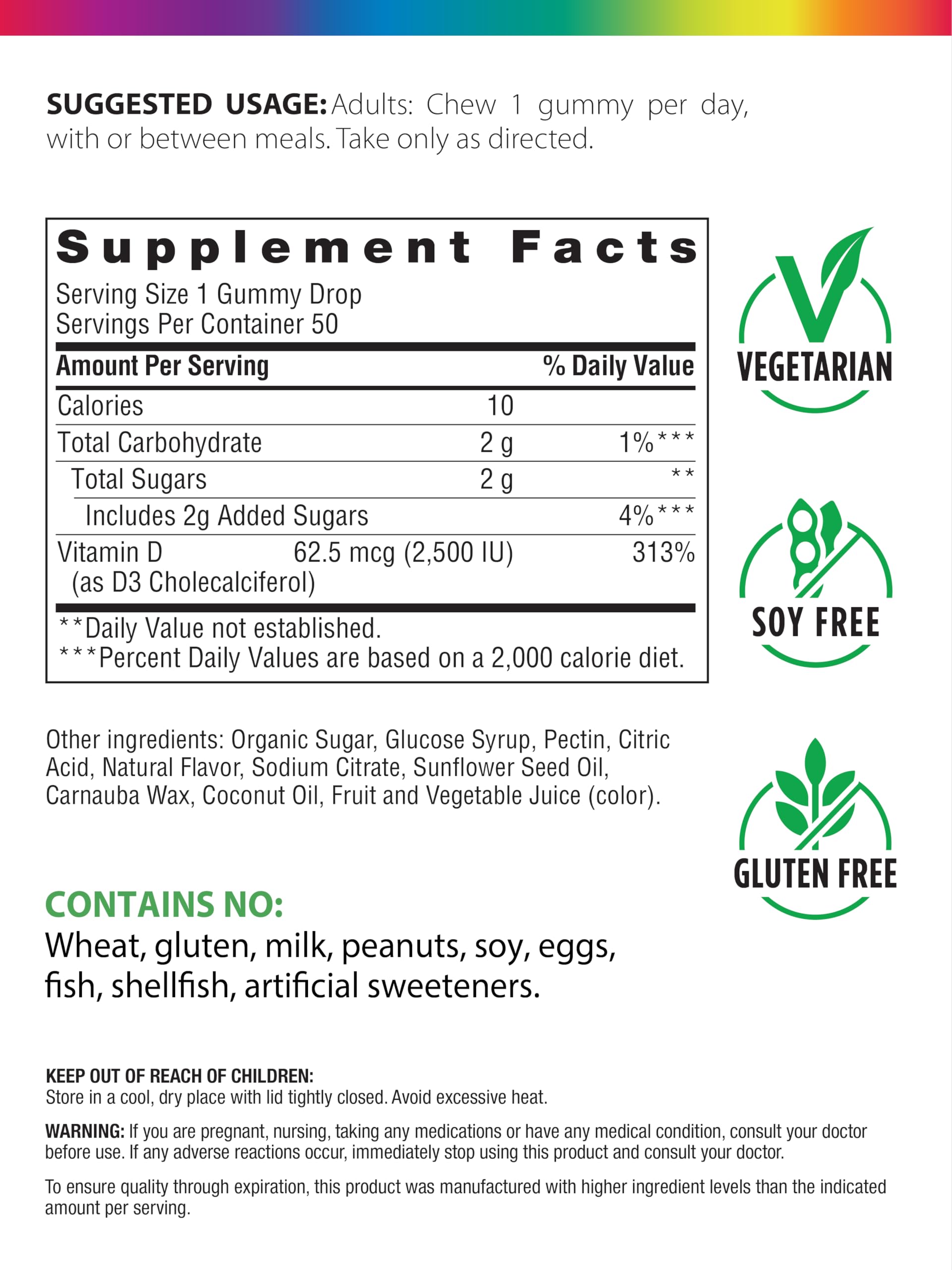 Gummies pouring from bottle, Rainbow Light Berry D-Licious for easy daily immune support.
