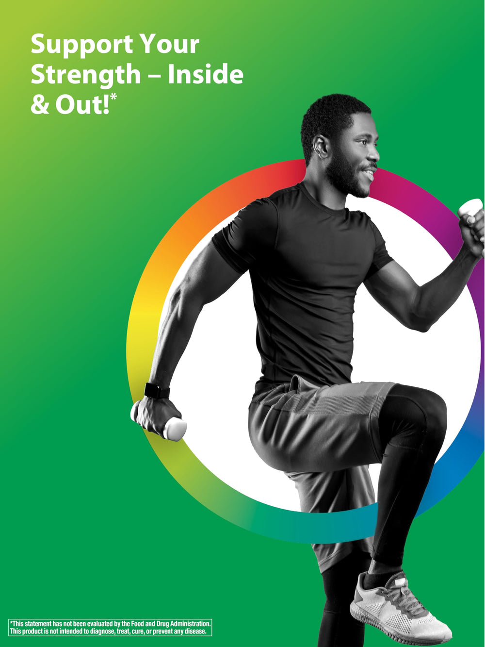 Rainbow Light bottle label shows calcium and Vitamin D for bone support.