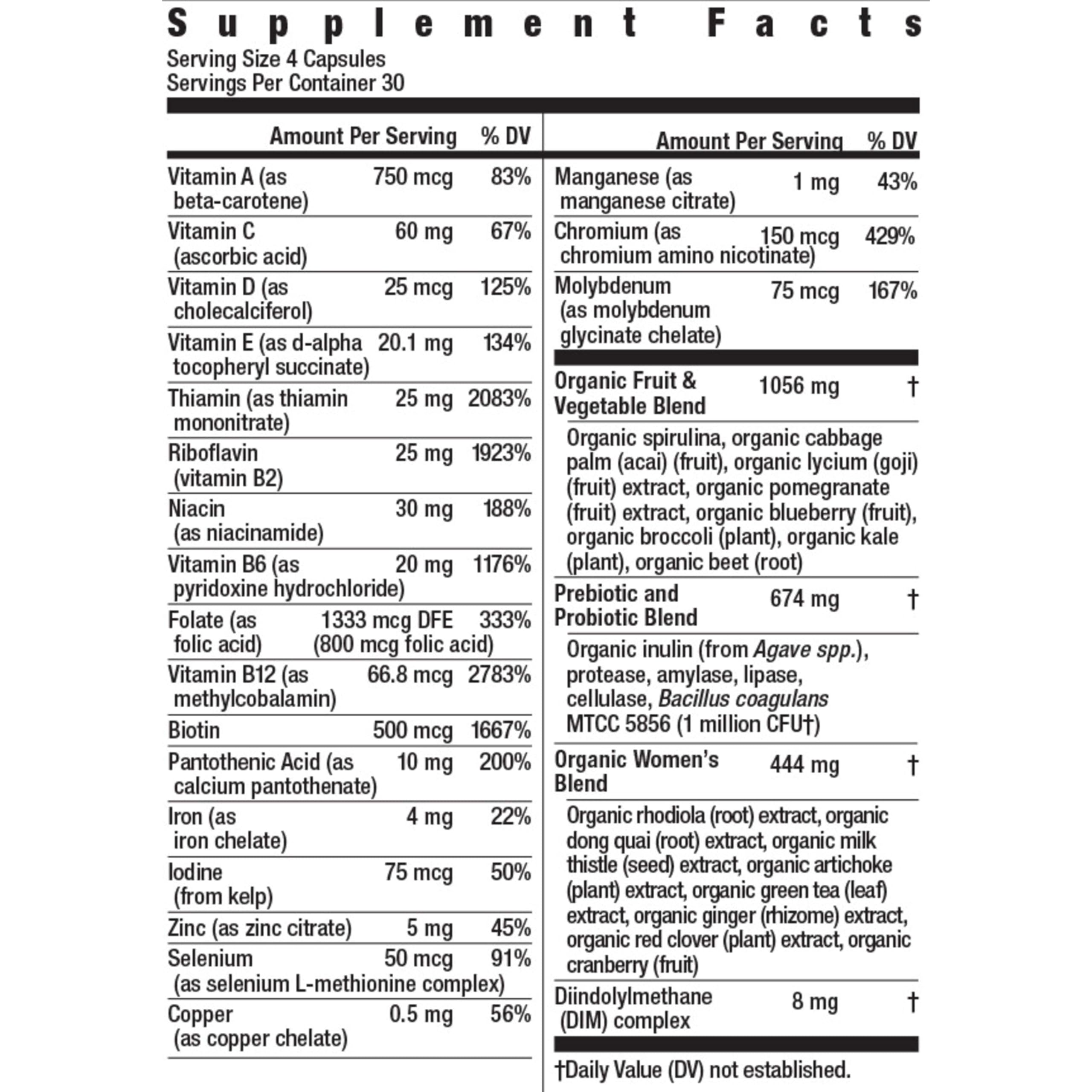 Rainbow Light Certified Women's Multivitamin capsules closeup highlighting vegetarian formula for nourishment