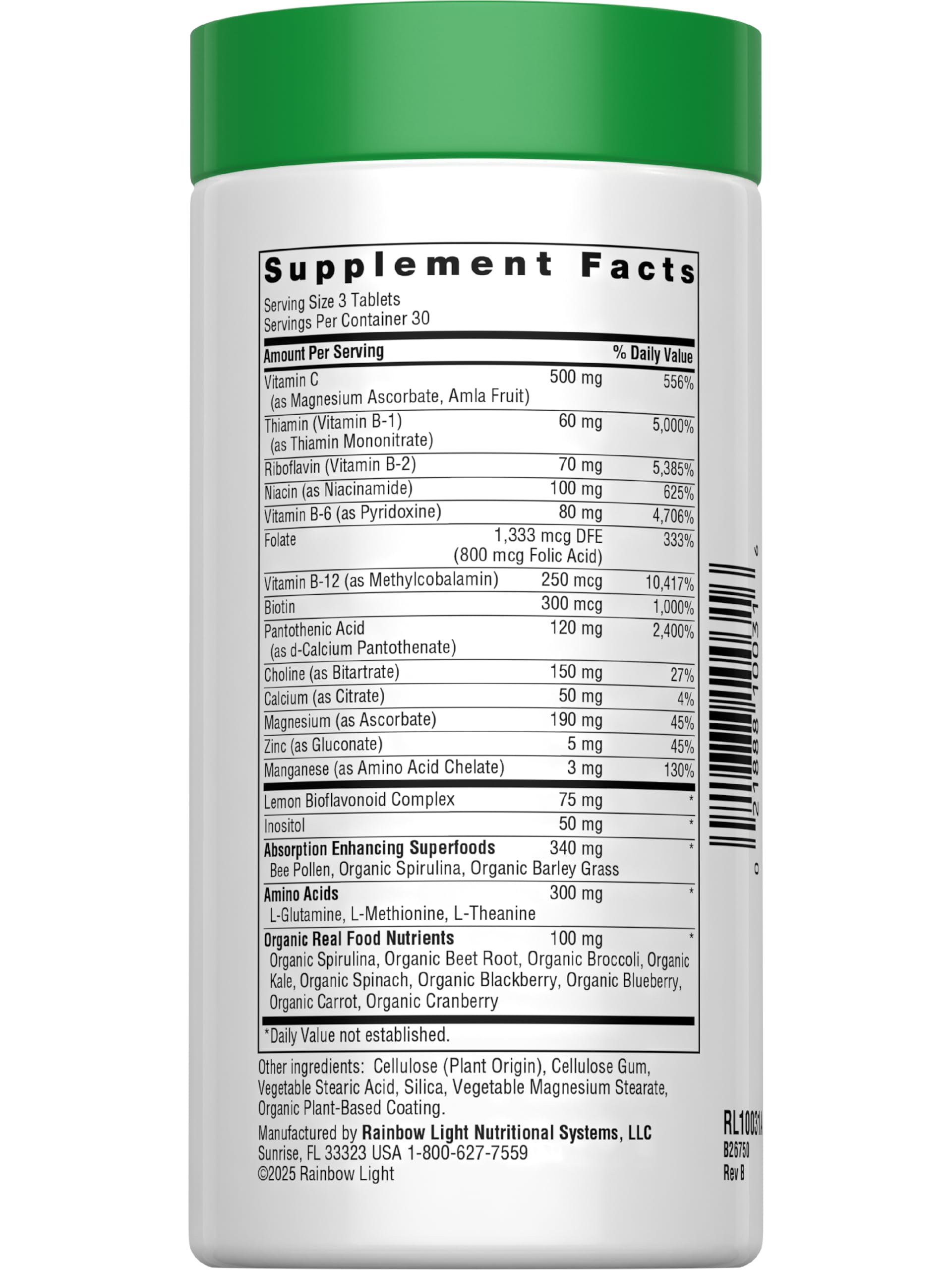 Rainbow Light Complete B-Complex capsules for easy daily supplementation.