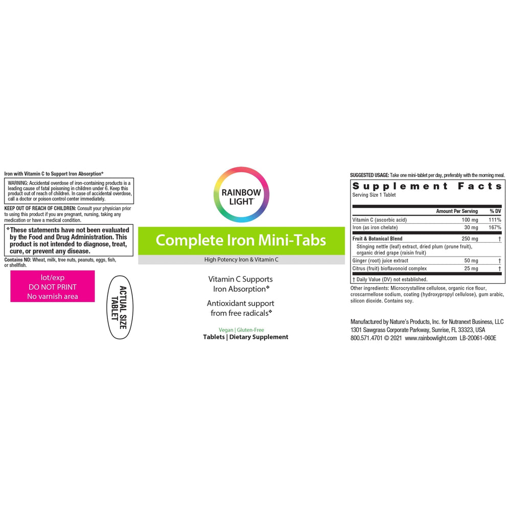 Rainbow Light packaging with vitamin C badge emphasizes absorption and daily use potential.