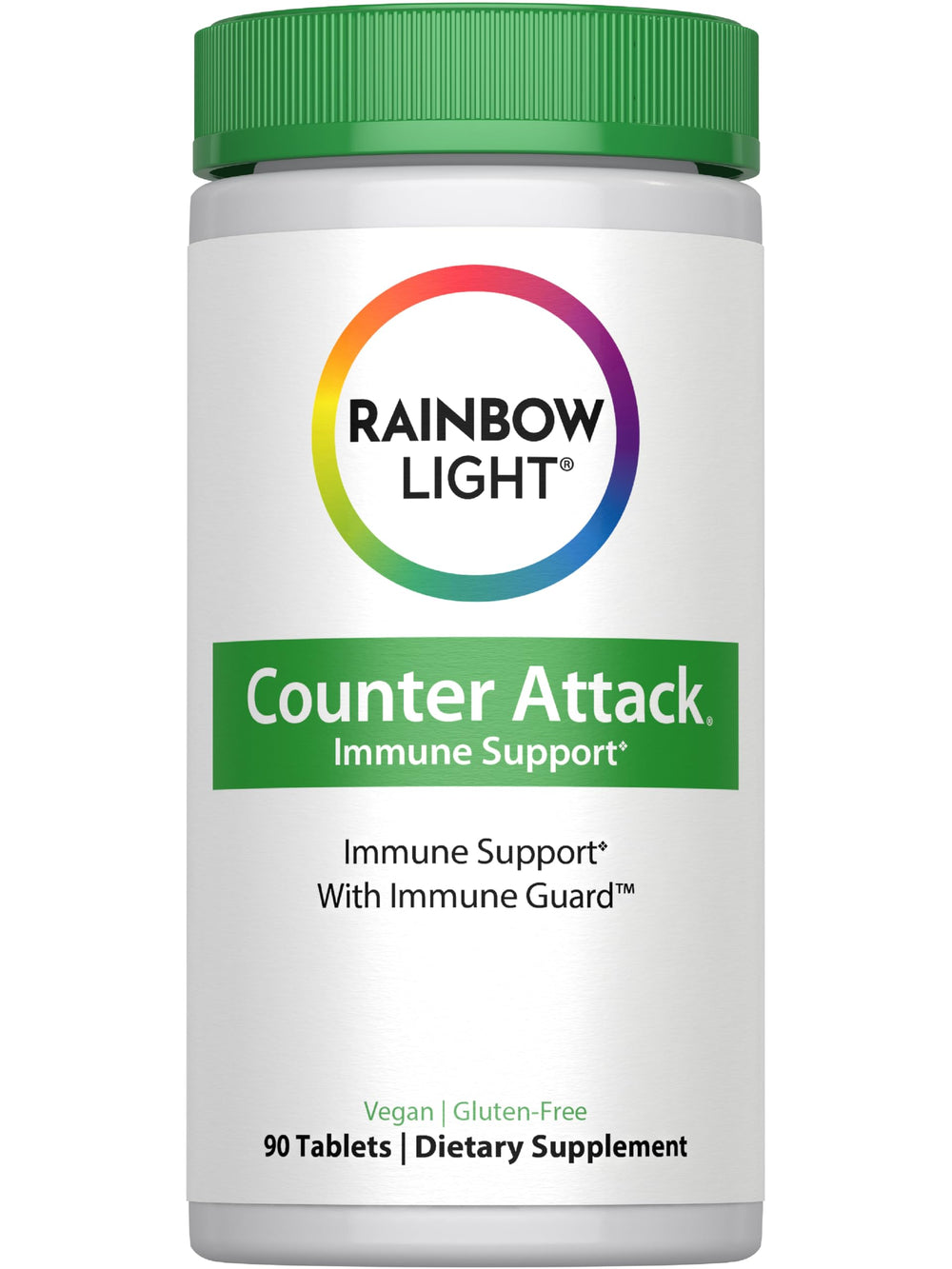 Rainbow Light Counter Attack bottle front with immune support label.