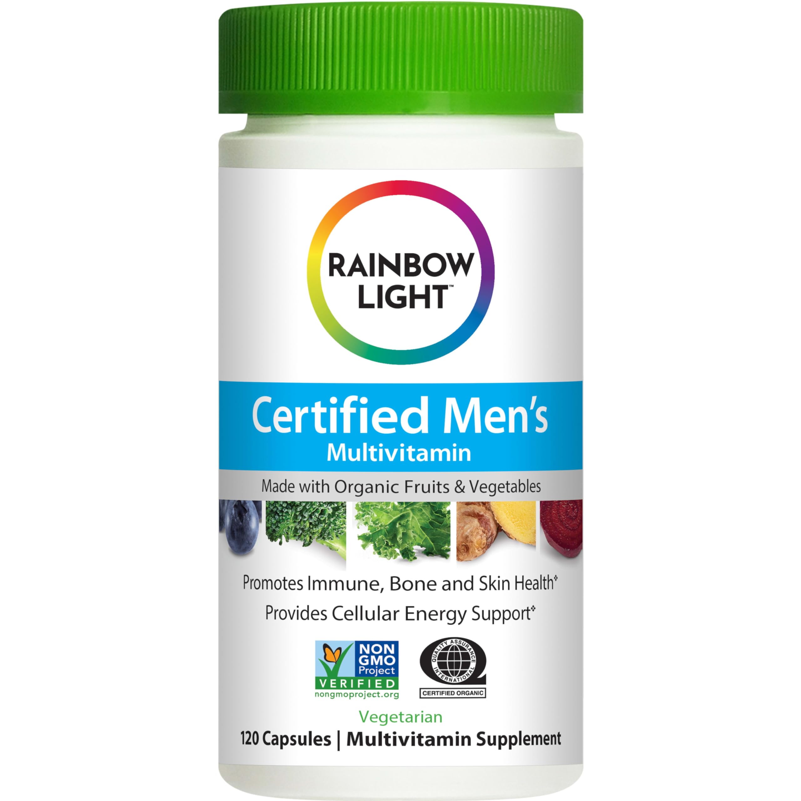 Rainbow Light Men’s Multivitamin tablets—probiotic blend for digestive balance and overall wellness.