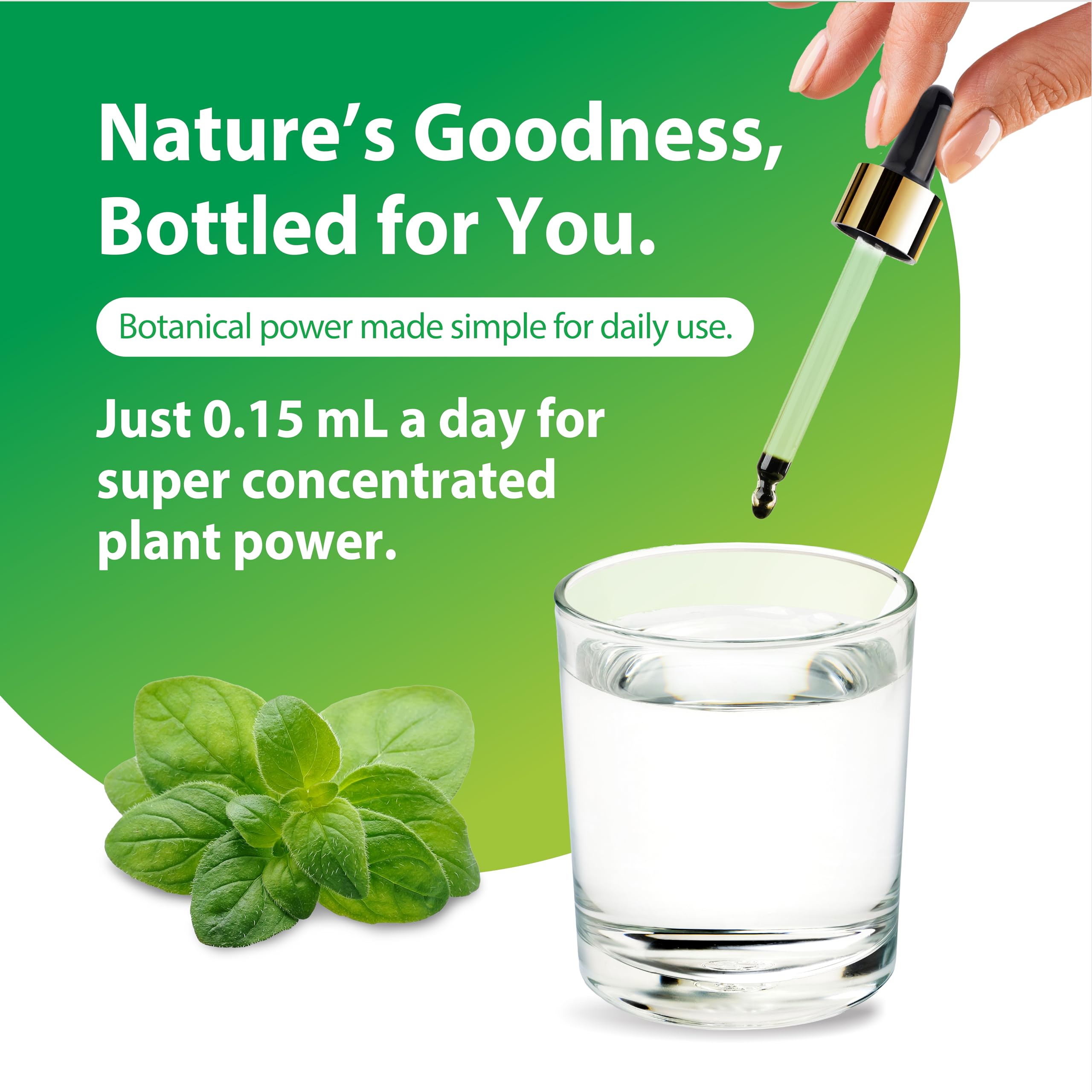 Pouring Rainbow Light Oregano oil demonstrates convenient liquid format.