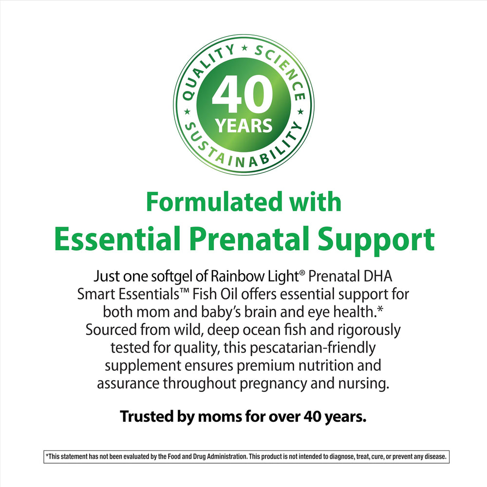 Rainbow Light Prenatal DHA softgels are gluten-free and dairy-free and allergen-friendly.