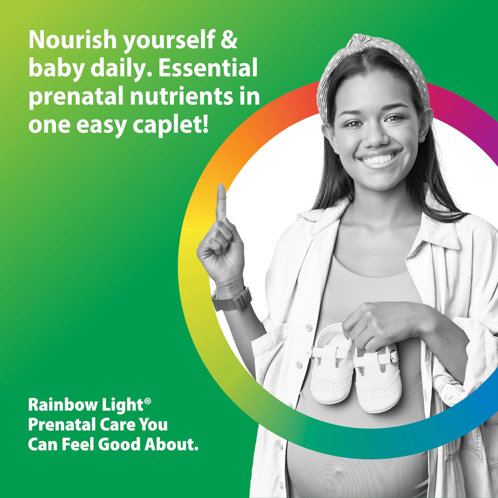 Rainbow Light Prenatal One tablets close-up for easy daily intake