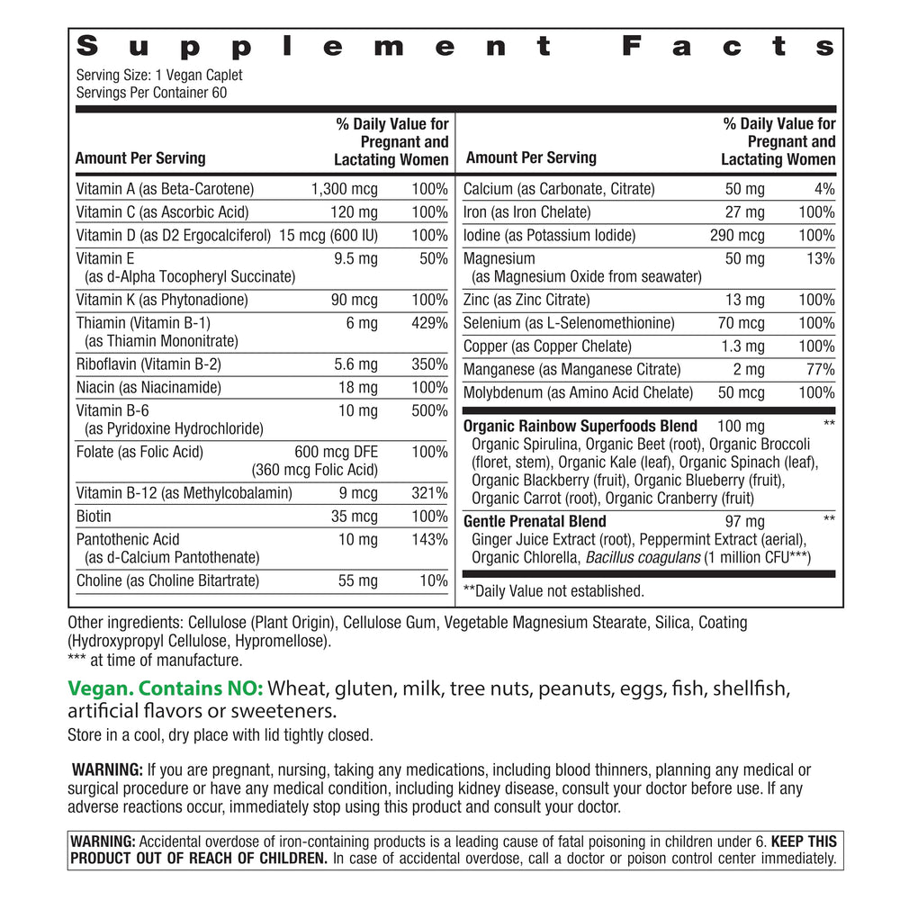 Rainbow Light Prenatal One tablets close-up highlighting high potency vitamins for daily use.