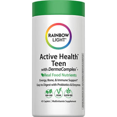 Rainbow Light Teen Multivitamin bottle highlighting teen nutrition for daily energy and growth support.