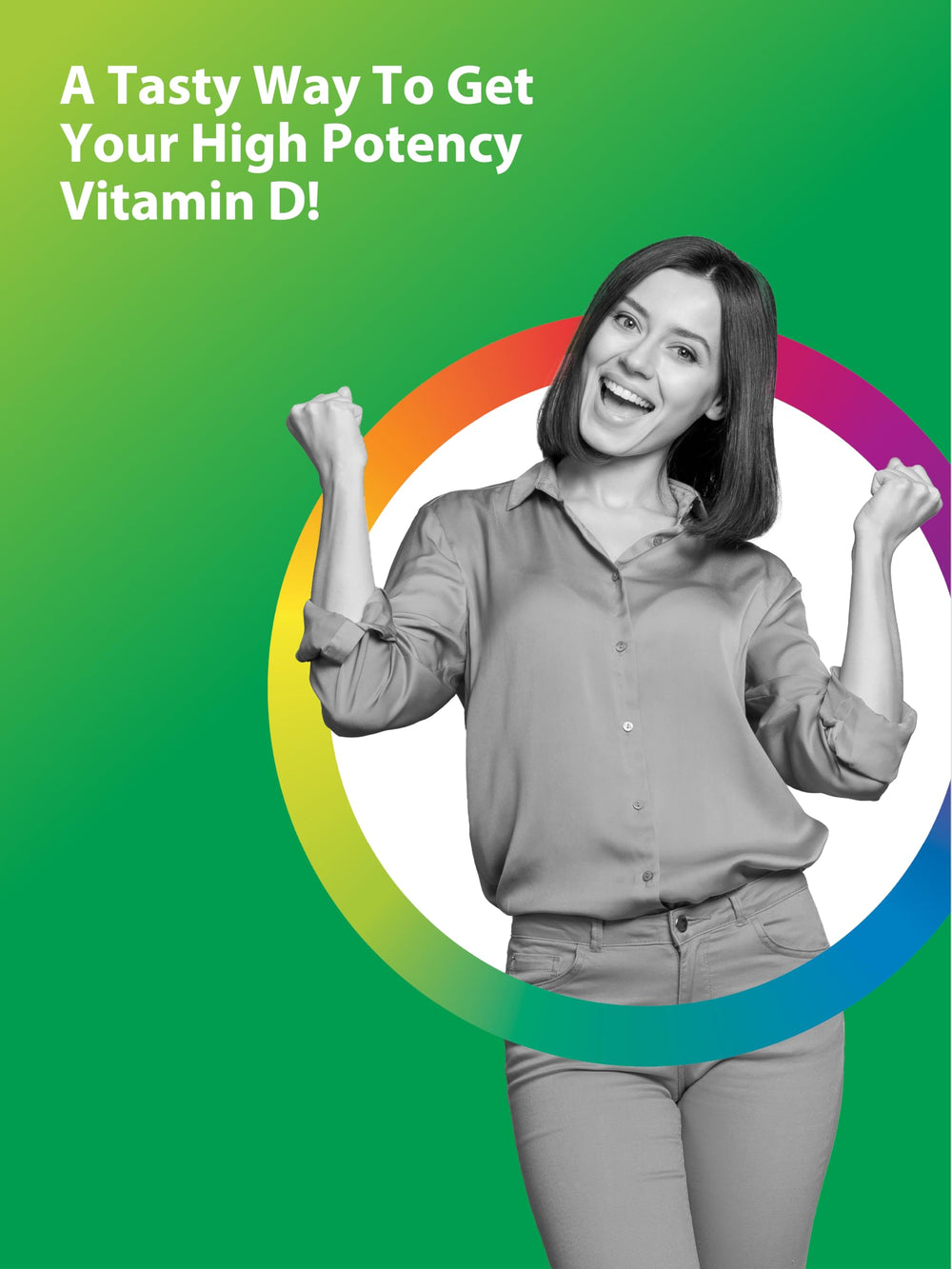 Rainbow Light Vitamin D3 Gummies pack front displaying berry flavor and easy daily use.