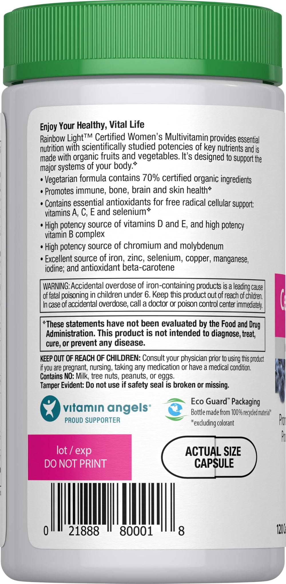 Rainbow Light Multivitamin capsules close-up, highlighting vegetarian formula for daily energy