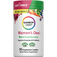 Rainbow Light Women's Multivitamin One+ bottle front for daily wellness support.