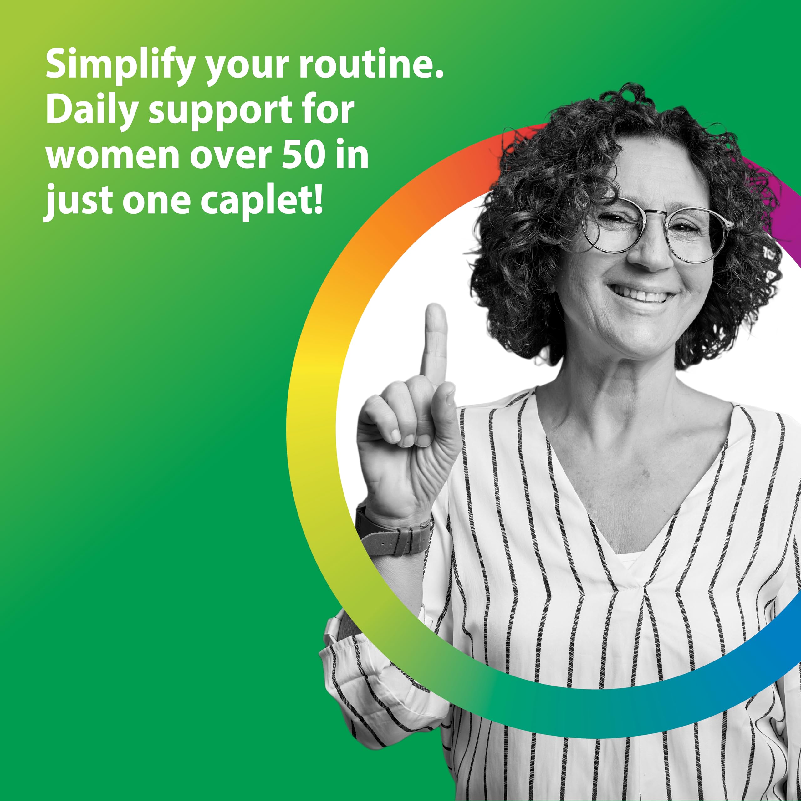 Rainbow Light Women's One 50+ tablets ready for daily use.