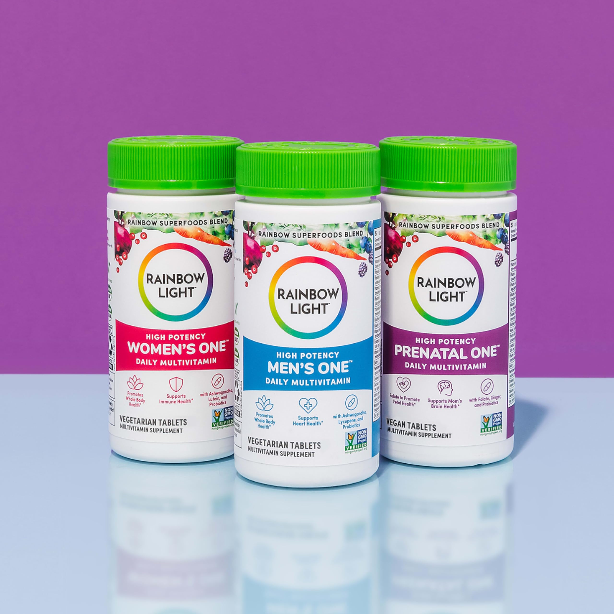 Rainbow Light Women's One closeup label highlights product name and ingredients