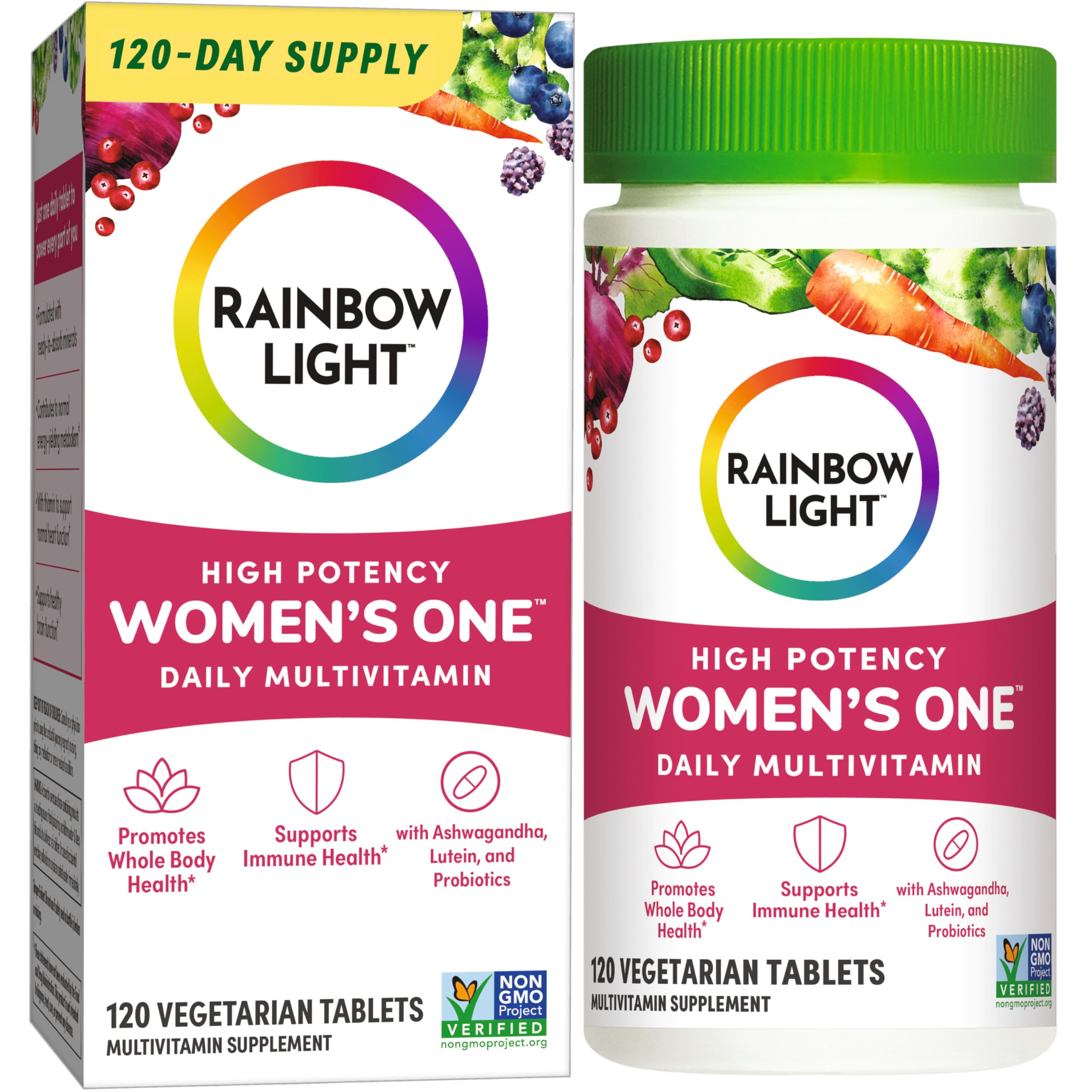 Rainbow Light Women's One multivitamin powder in a tub for daily nutrition