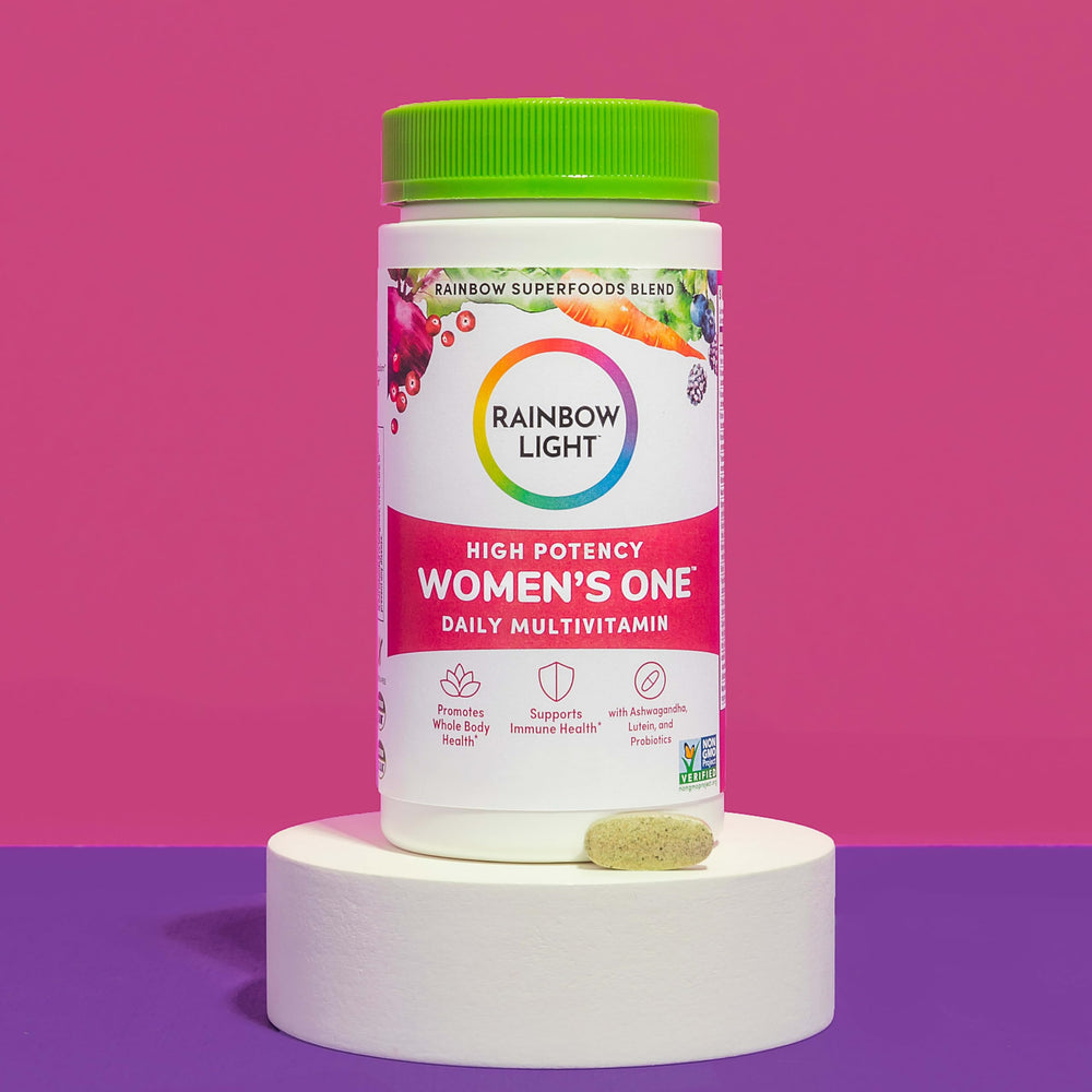 Rainbow Light Women's One serving tub with spoon ready for morning routine