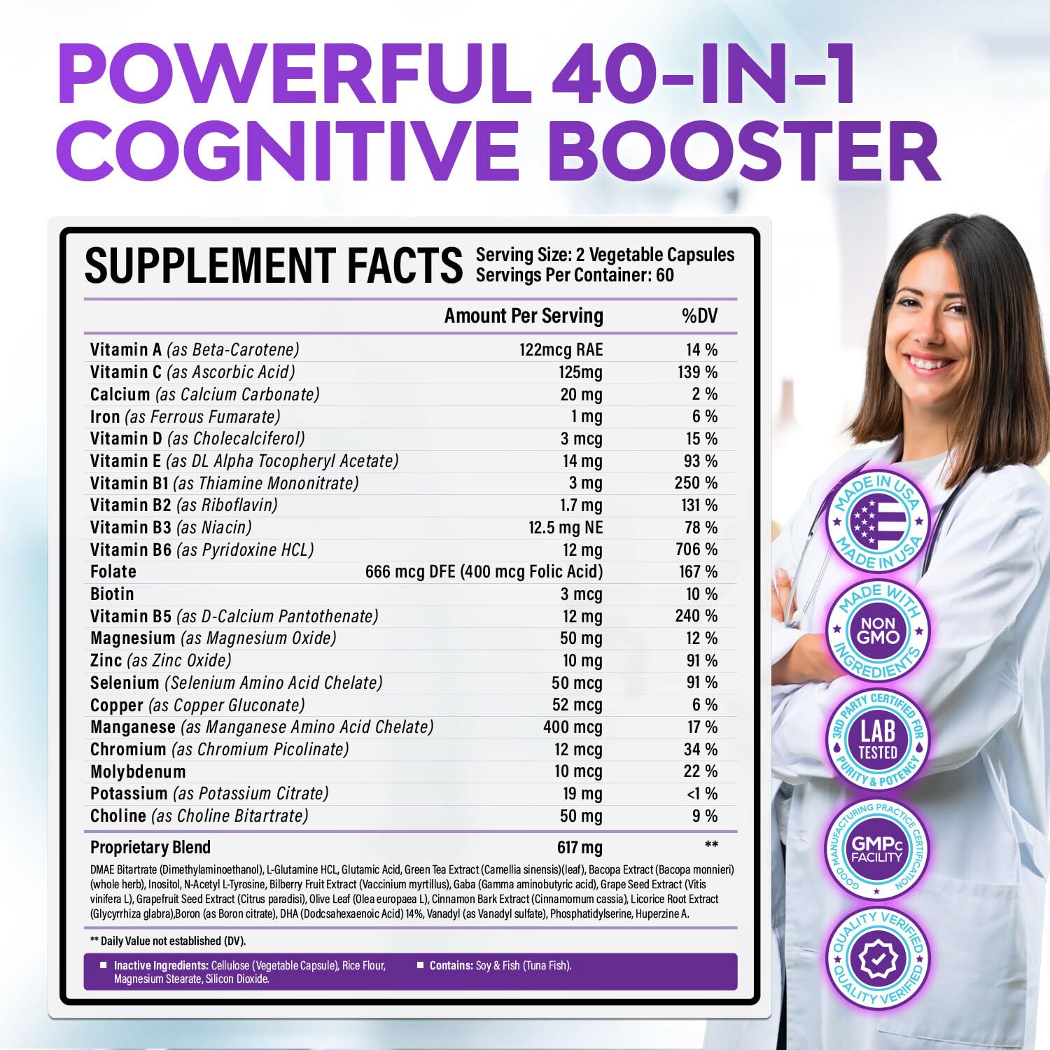 Rainbow Nutrients bottle label highlights GMP and third-party testing.
