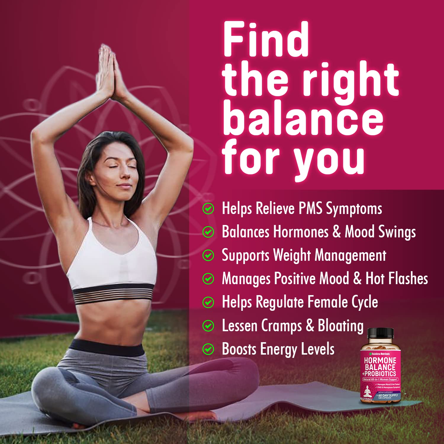 Rainbow Nutrients Hormone Balance capsules closeup for easy daily use