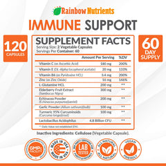 Rainbow Nutrients Immune Support capsule close-up highlighting natural ingredients for immune wellness.