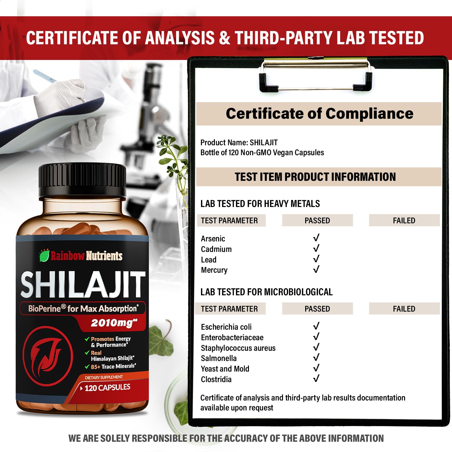 Rainbow Nutrients Shilajit capsules beside gym equipment for performance