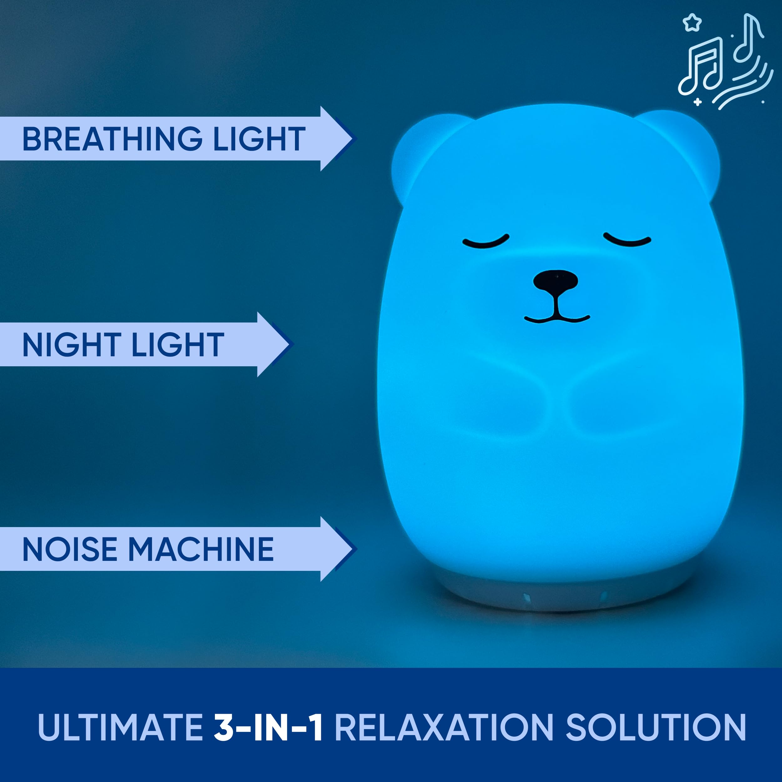 RAINLAX Breathing Bear night light creates soothing ambience for bedtime