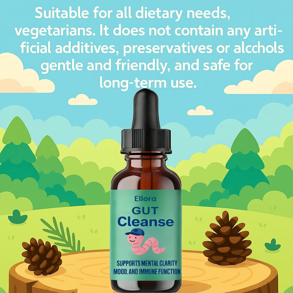 Raipult Ellora Gut Cleanse Drops mixed in a glass for routine use.