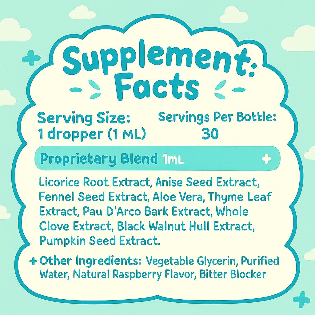 Raipult Ellora Gut Cleanse Drops ingredient blend with botanicals.