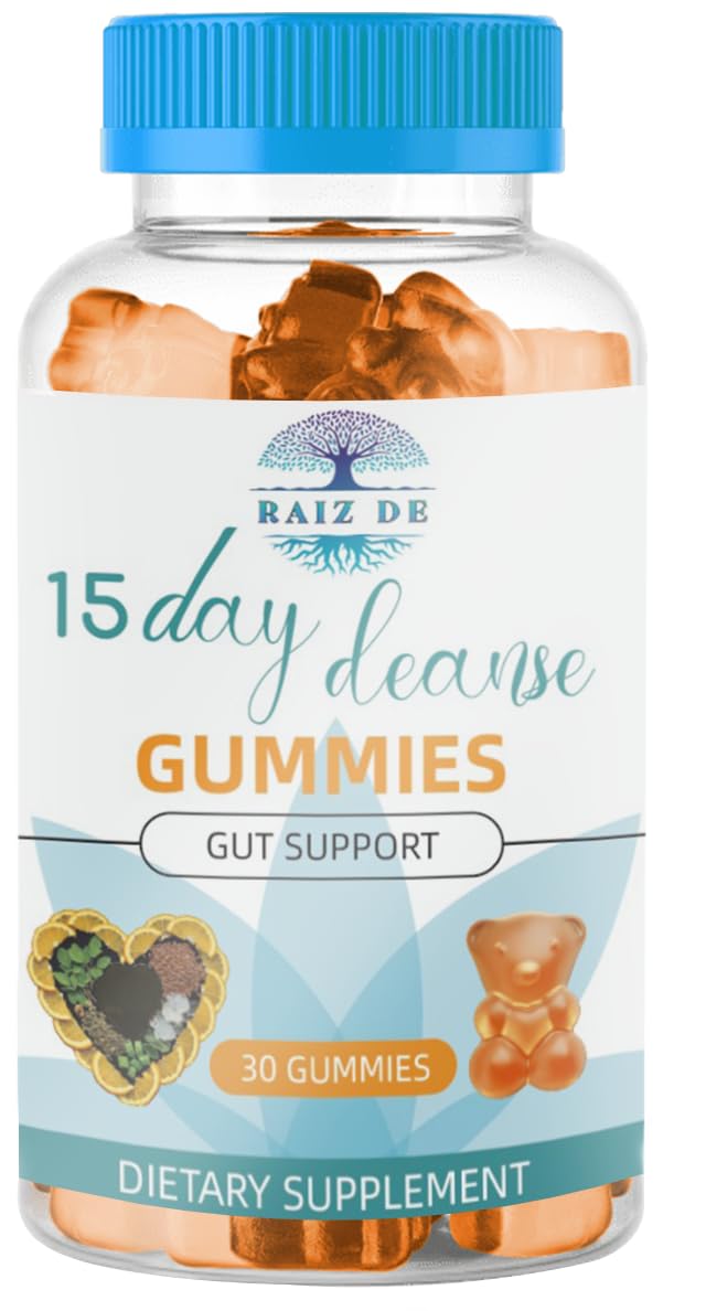Raiz DE bottle and gummy texture close-up highlighting soft chew.
