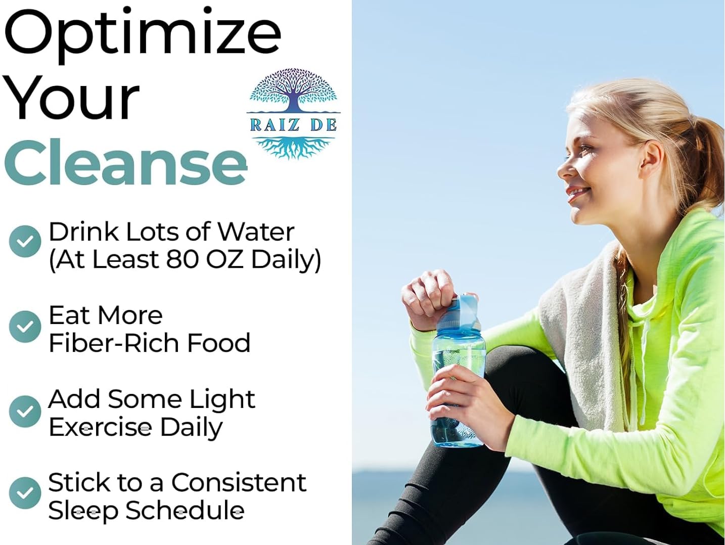 Raiz DE capsules and bright label suggest easy daily routine