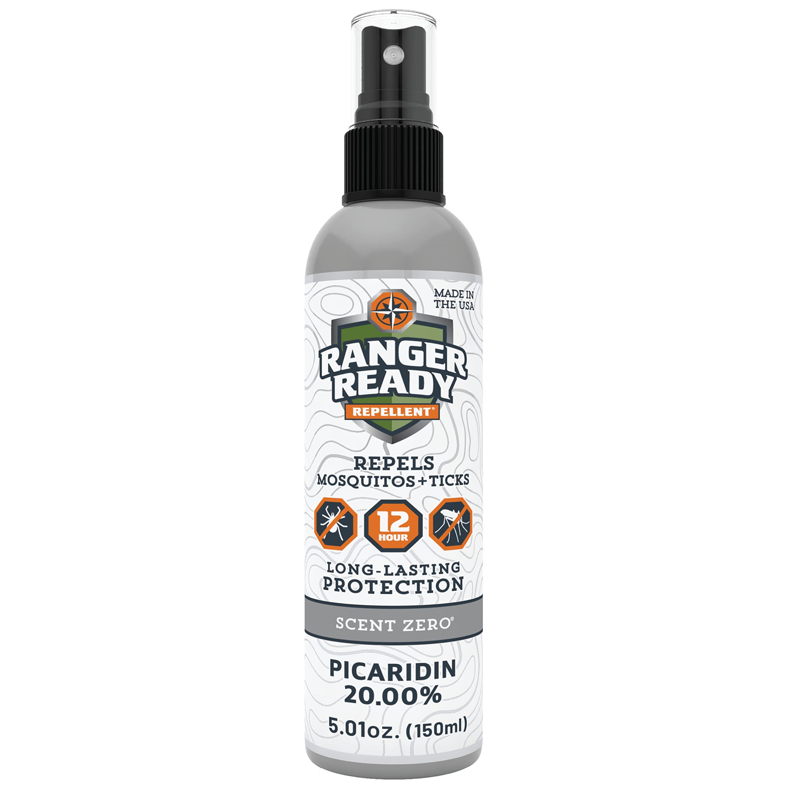 Ranger Ready Picaridin 20% bottle provides long-lasting protection against ticks and mosquitoes.