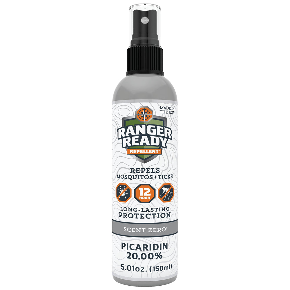 Ranger Ready Picaridin 20% bottle provides long-lasting protection against ticks and mosquitoes.