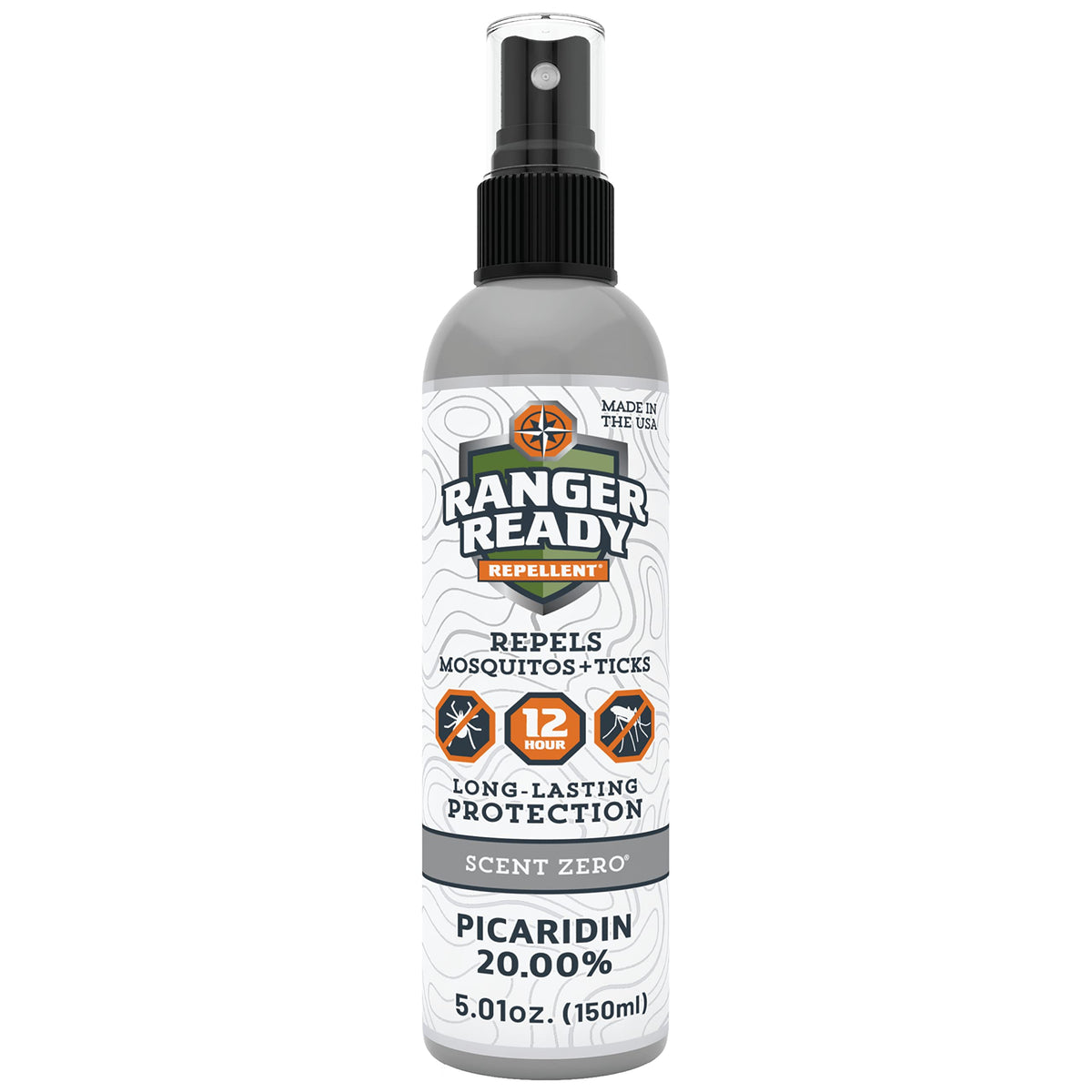 Ranger Ready Picaridin 20% bottle provides long-lasting protection against ticks and mosquitoes.