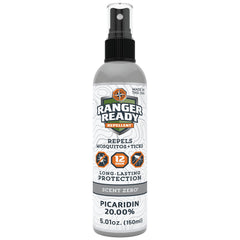 Ranger Ready Picaridin 20% bottle provides long-lasting protection against ticks and mosquitoes.