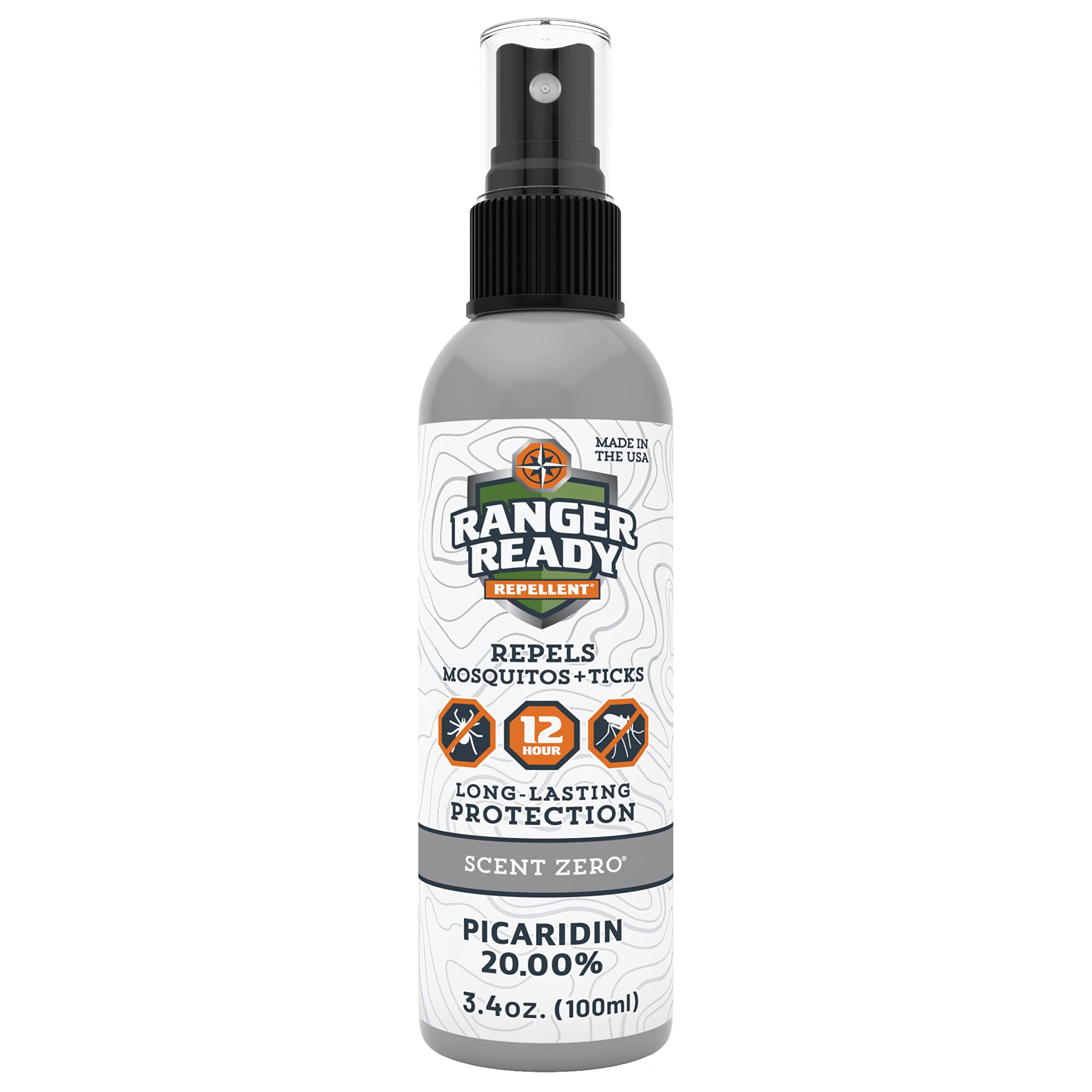 Ranger Ready Picaridin spray bottle for portable mosquito and tick protection.