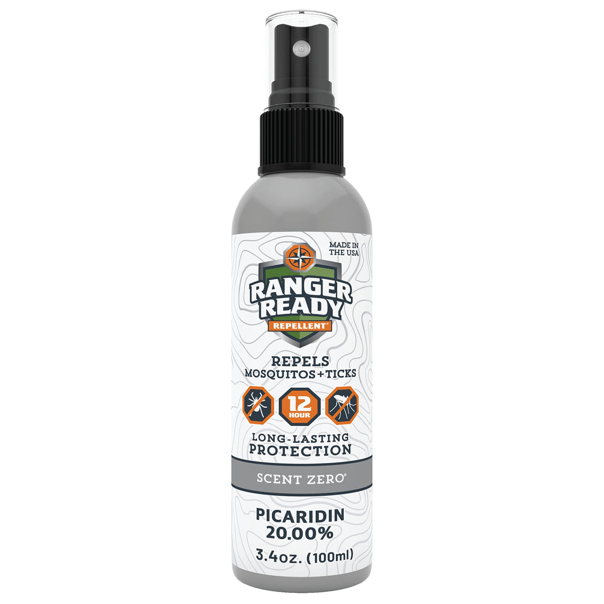 Ranger Ready Picaridin spray bottle for portable mosquito and tick protection.