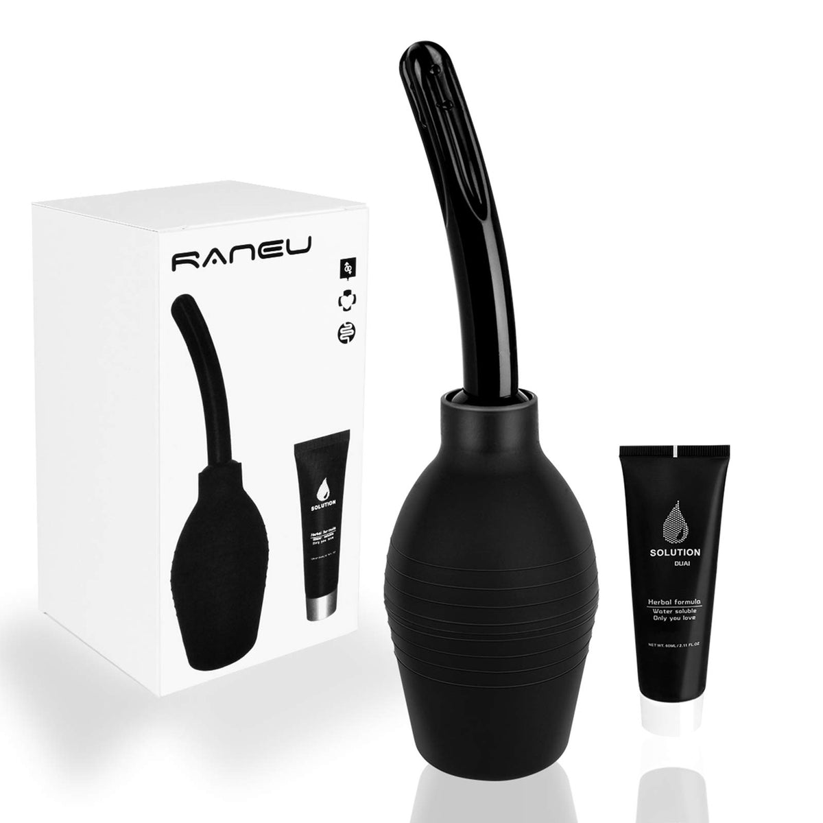 RANUE enema bulb kit front view with ergonomic grip for comfortable use.