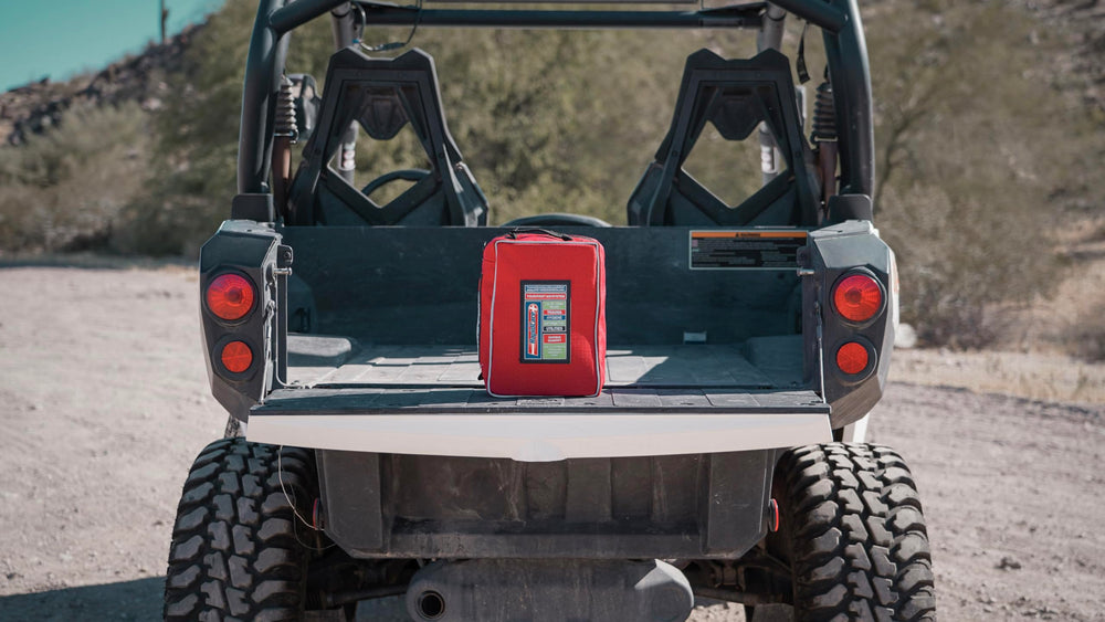 Rapid Care travel pack opened reveals compact 95-piece kit for travel safety.