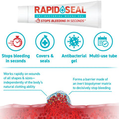 Rapid-Seal Wound Gel clear application on skin for fast control