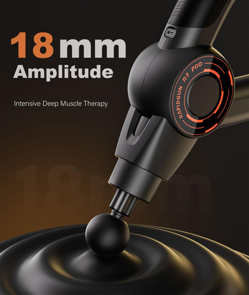 RapidGun R3 Pro 18mm stroke for deeper percussion on knots.
