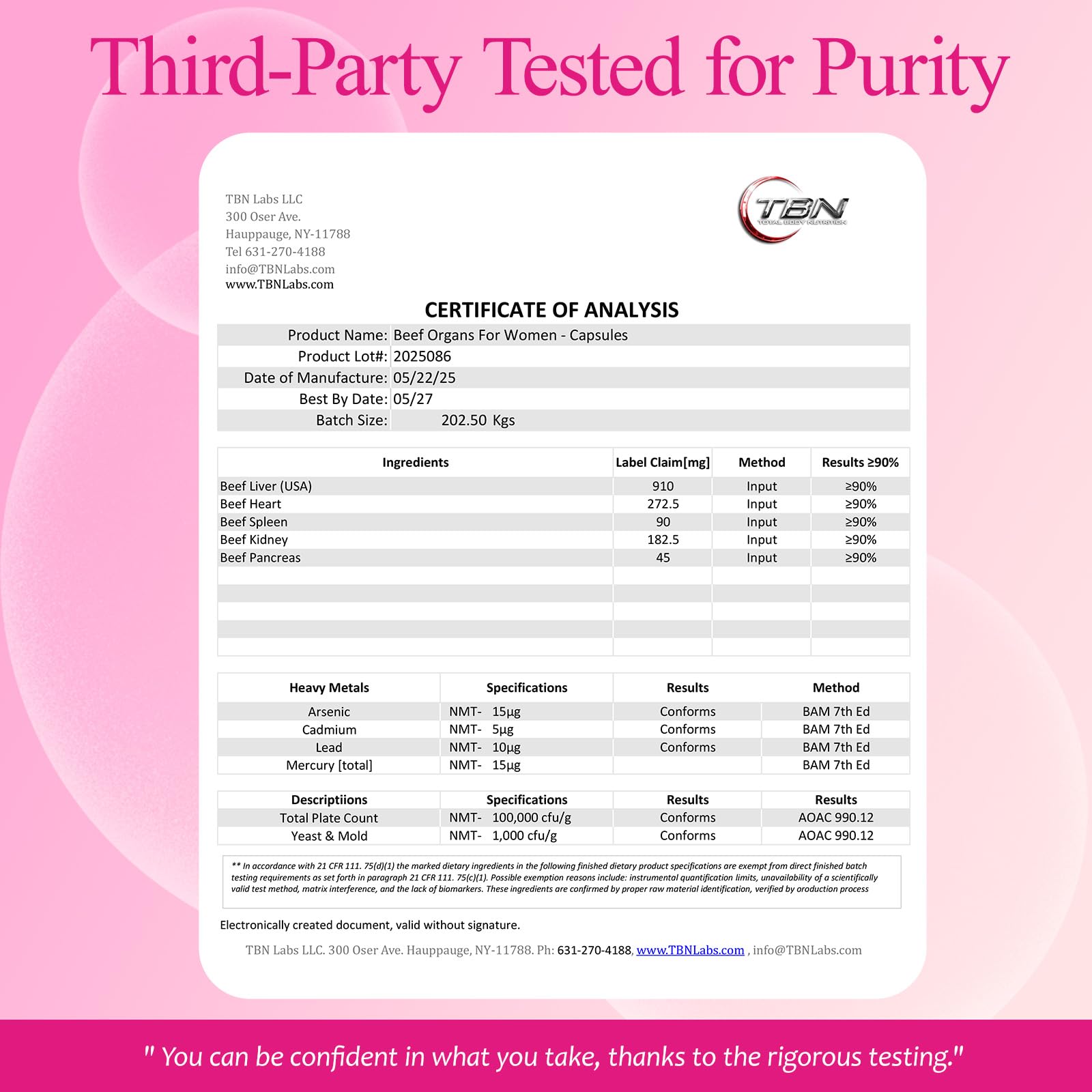 Rasav nutrition label shows essential vitamins and minerals