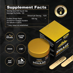 Rasstenix Shilajit Resin measuring stick included for precise pea-sized dosing