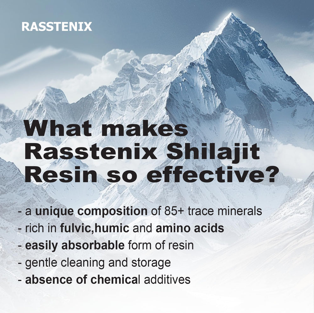 Rasstenix Shilajit Resin dissolving into tea for a smooth finish