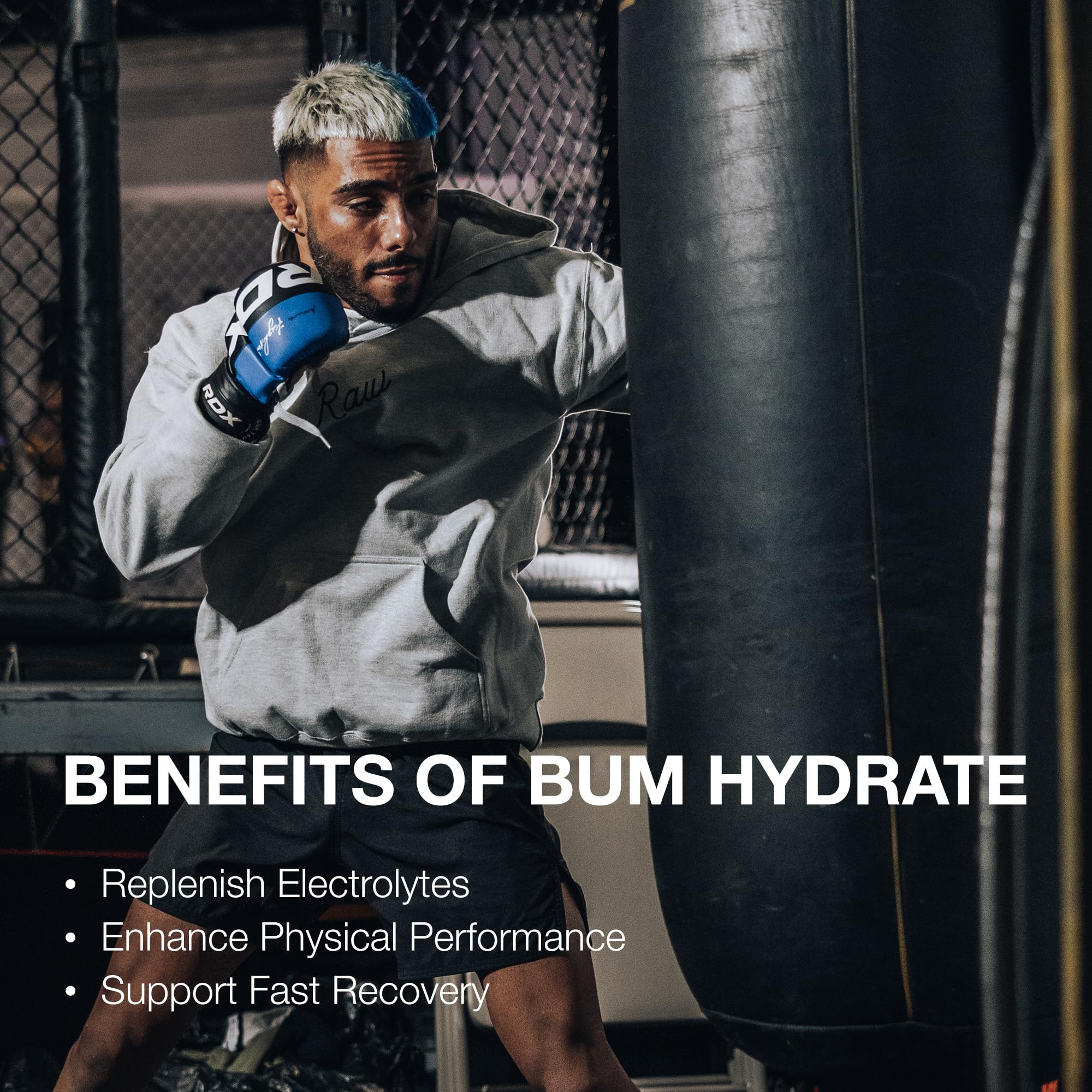 RAW Bum Hydrate blue raspberry close-up highlights USA-made formula