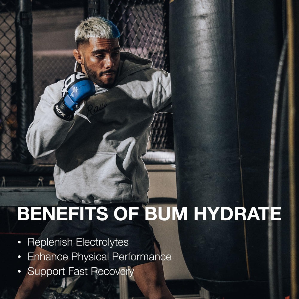RAW Bum Hydrate blue raspberry close-up highlights USA-made formula