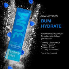 RAW Bum Hydrate blue raspberry powder dissolving quickly in water