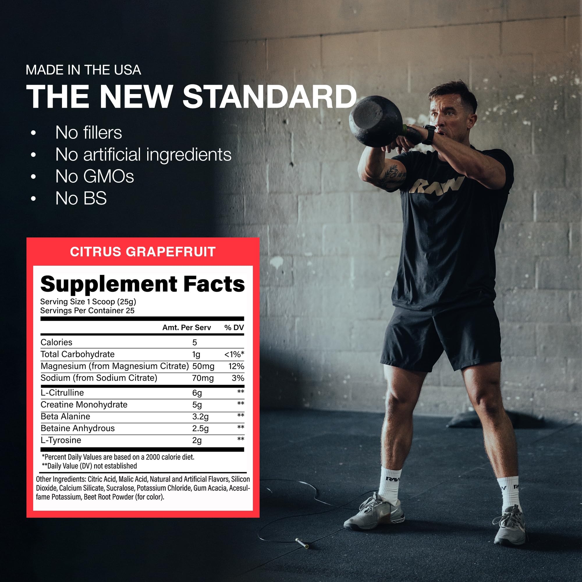 RAW pre-workout powder blending easily in water reveals refreshing citrus flavor