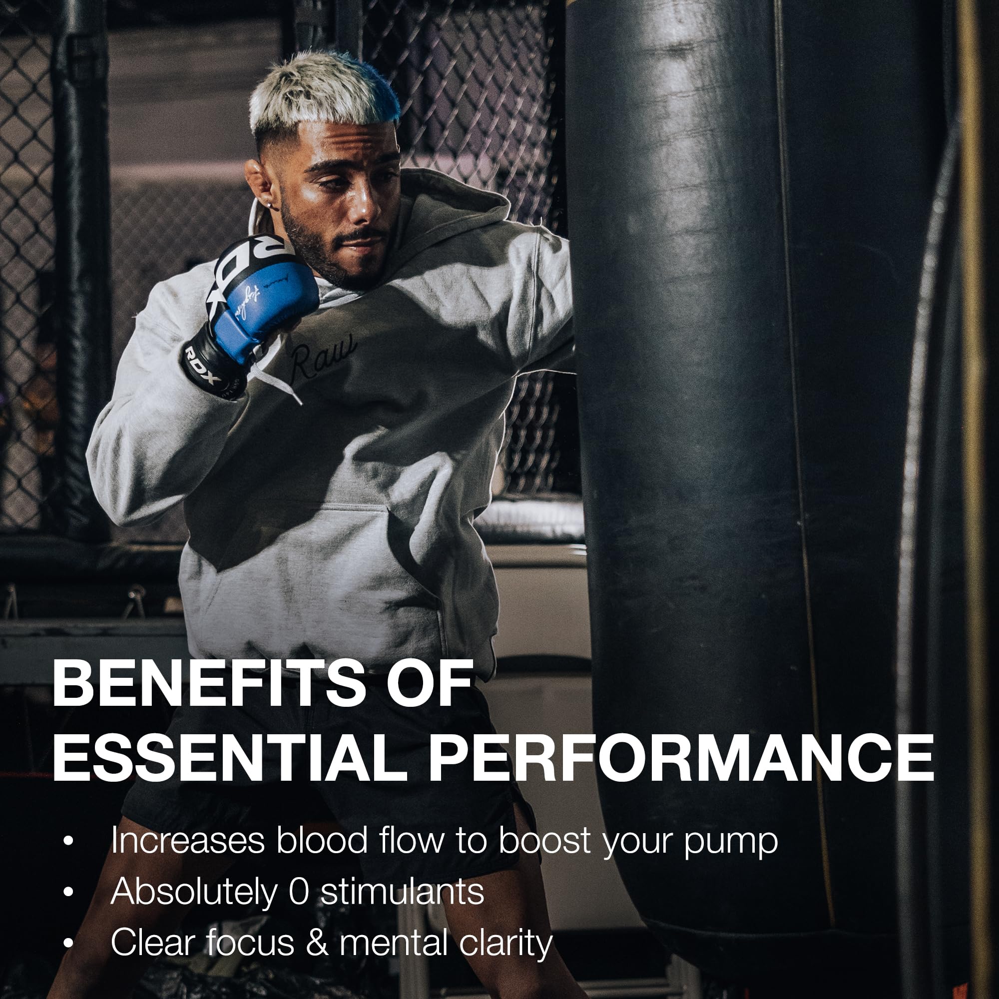 RAW Essential Performance nutrition facts highlight USA-made quality