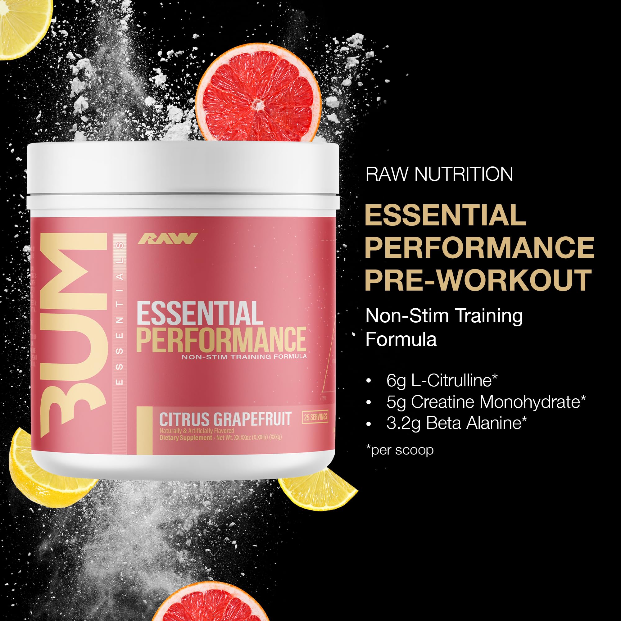 RAW Essential Performance scoop shows precise dosing for stable fueling