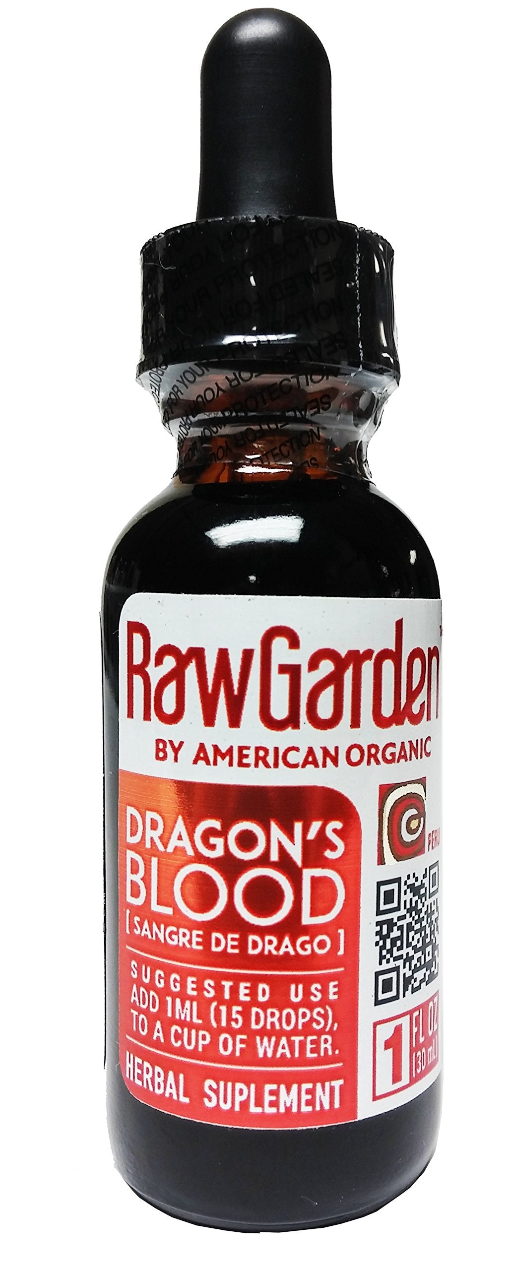 Raw Garden Dragon's Blood Original bottle shows rich amber resin for skin rituals.